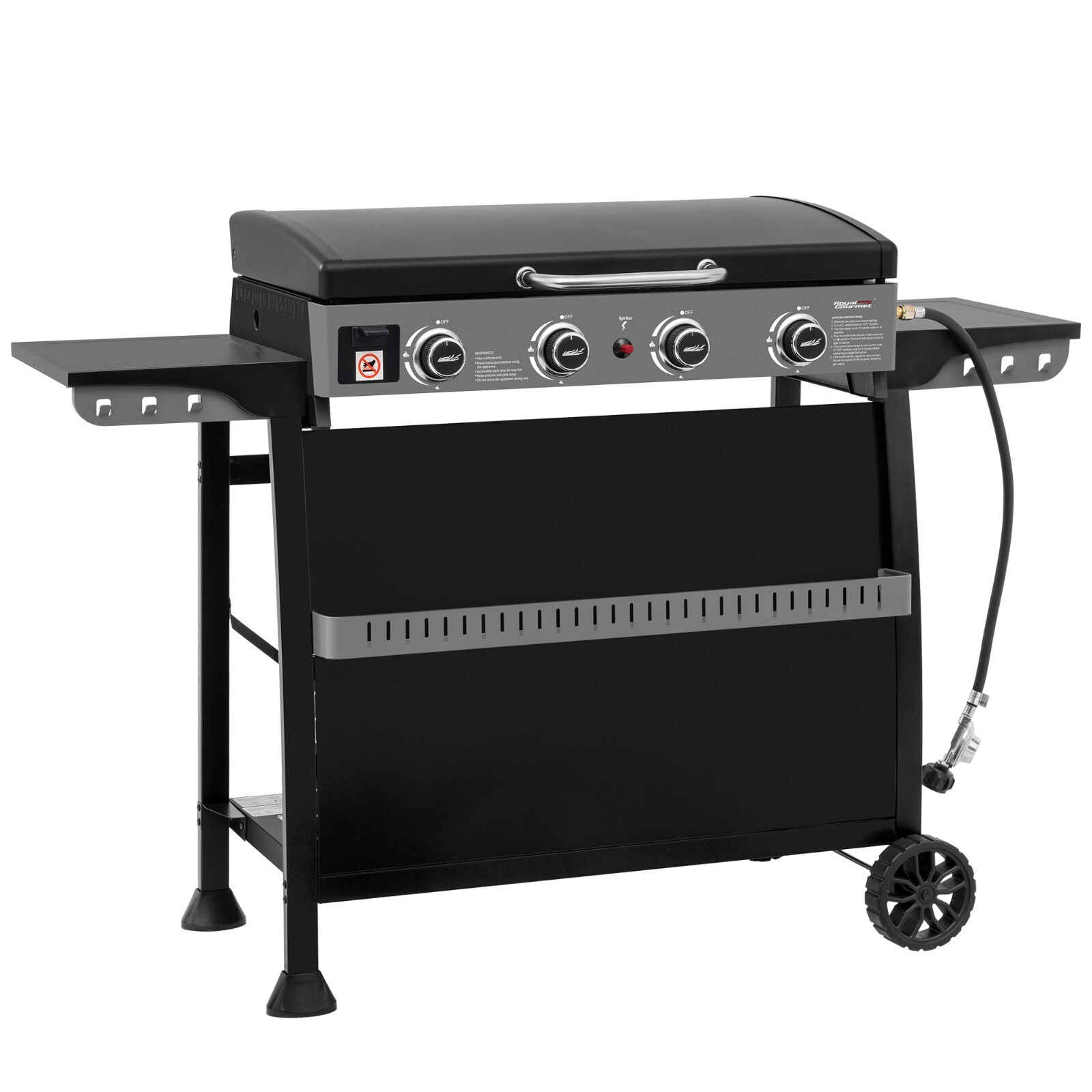Royal Gourmet 4-Burner Tabletop Gas Griddle with Hood/Removable Standing Cart