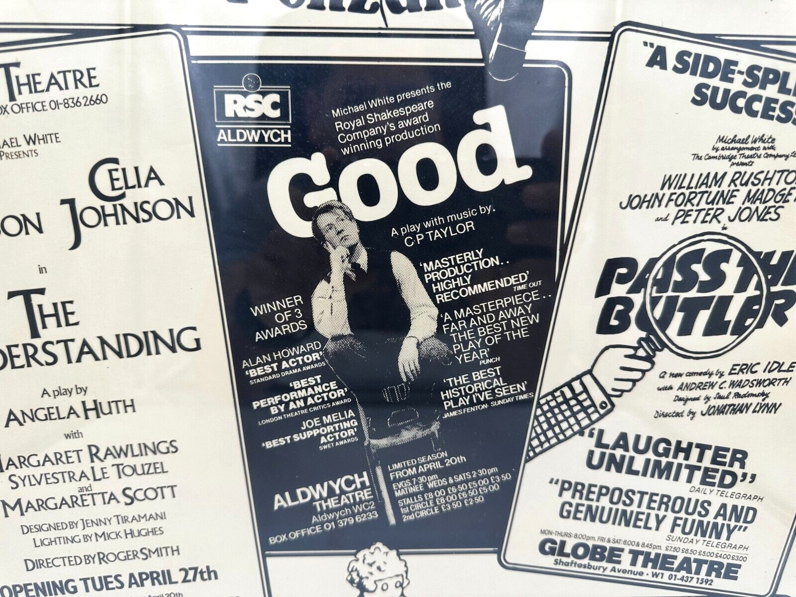 Rare VTG London Theatre Play Advertising Poster ~ 5 Plays 1982 ~ 22'' x 15''