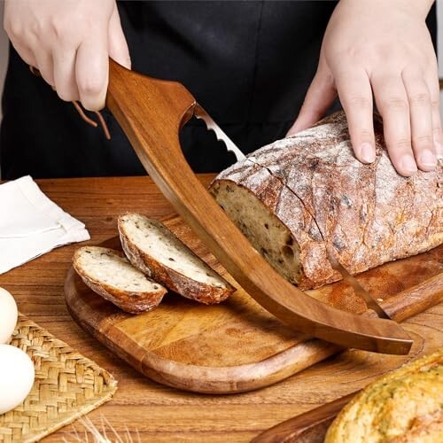 15.7 in Serrated Bread Slicer, Sourdough Bread Knife, Stainless Steel Bow Knife