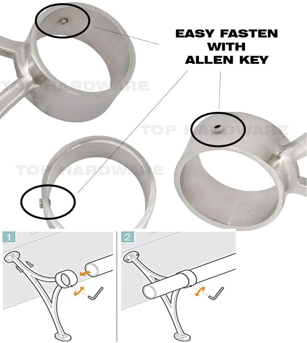 Satin Gold Finish 2" OD Stainless Steel Combination Bar Mount Foot Rail Kit