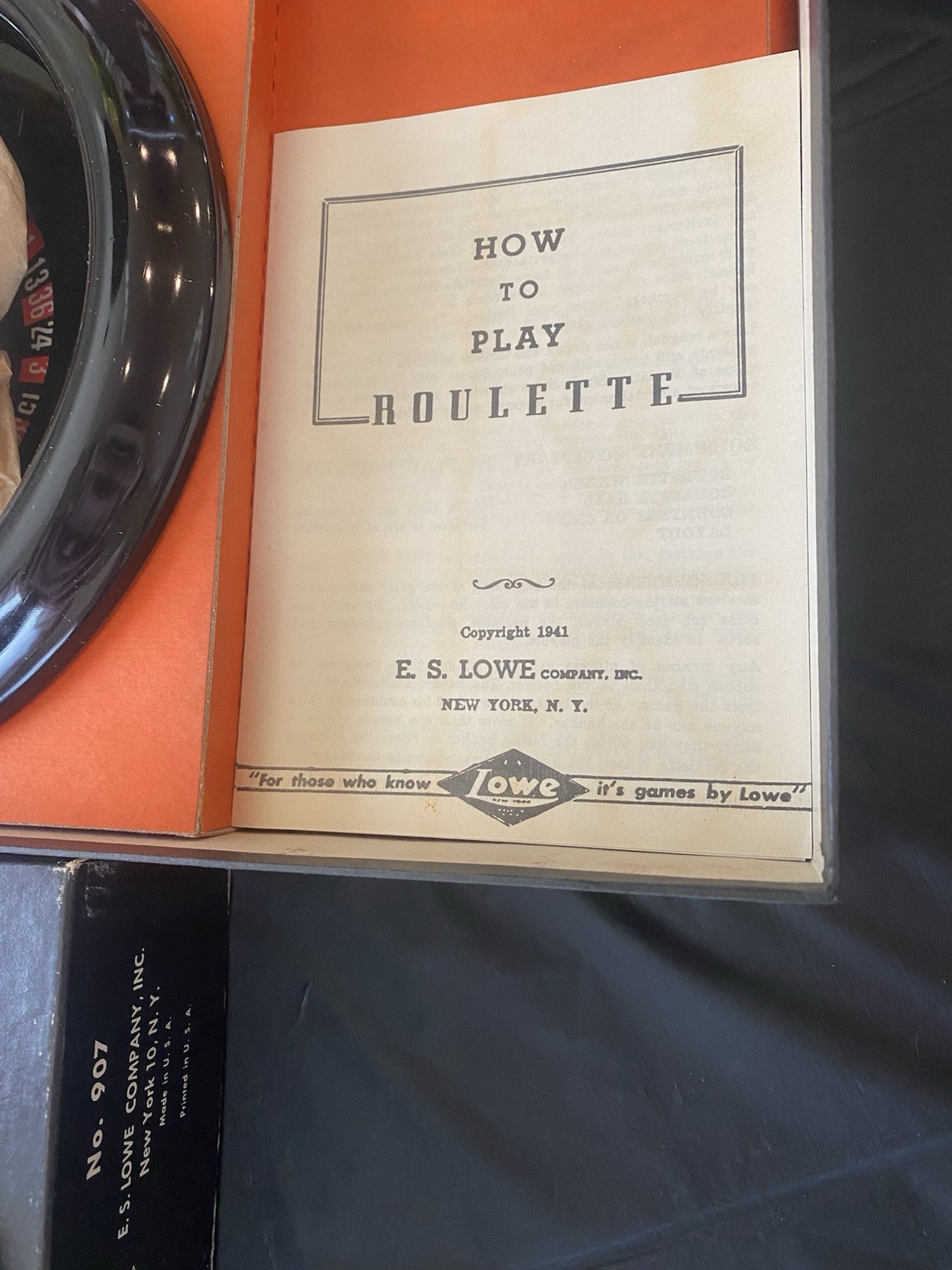 E. S. Lowe Vintage Roulette Complete Set No 907 Never Used 8" Diameter Wheel NIB