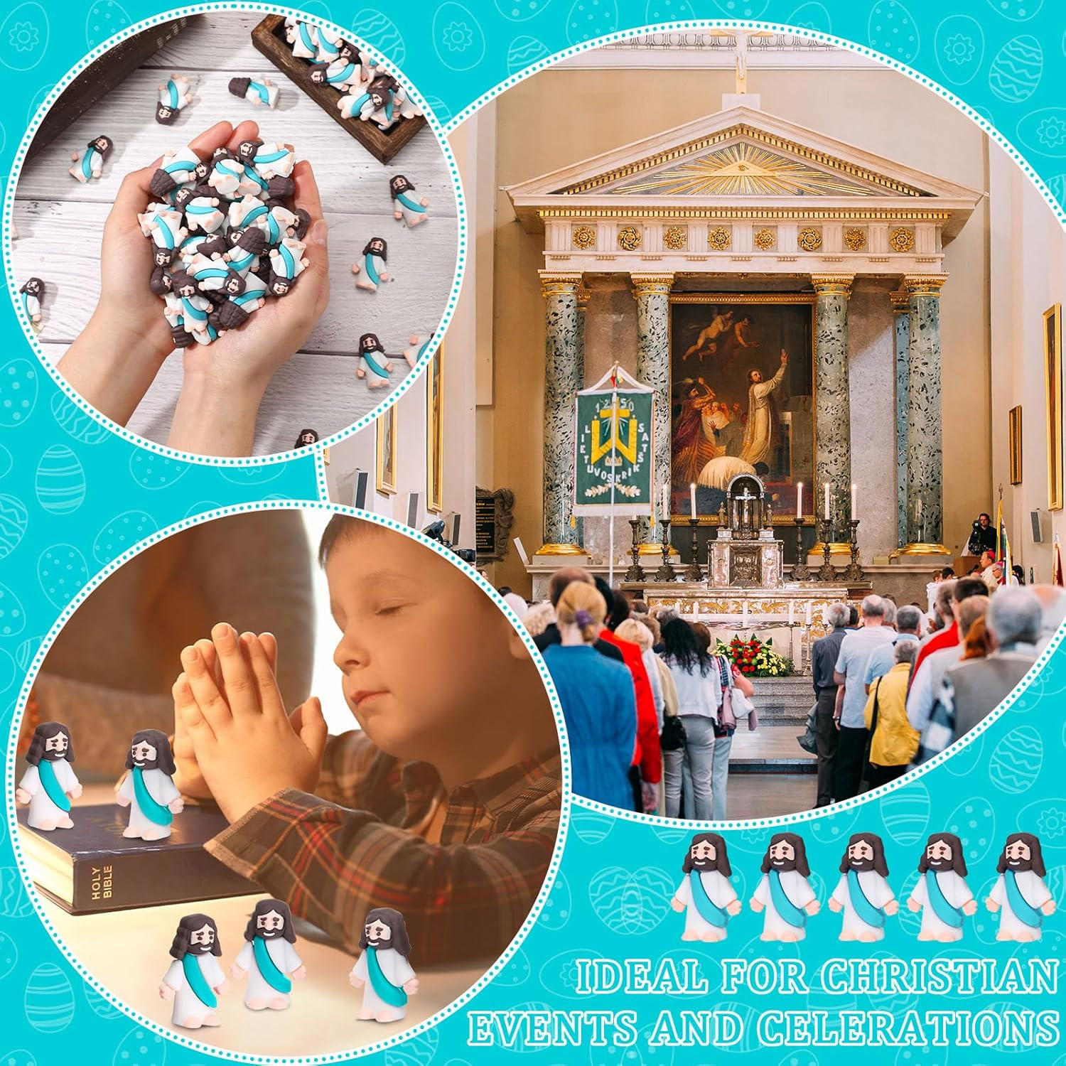 Barydat 200 Pack Mini Jesus Figurines Bulk Easter Tiny Jesus Figures Pocket Rubb