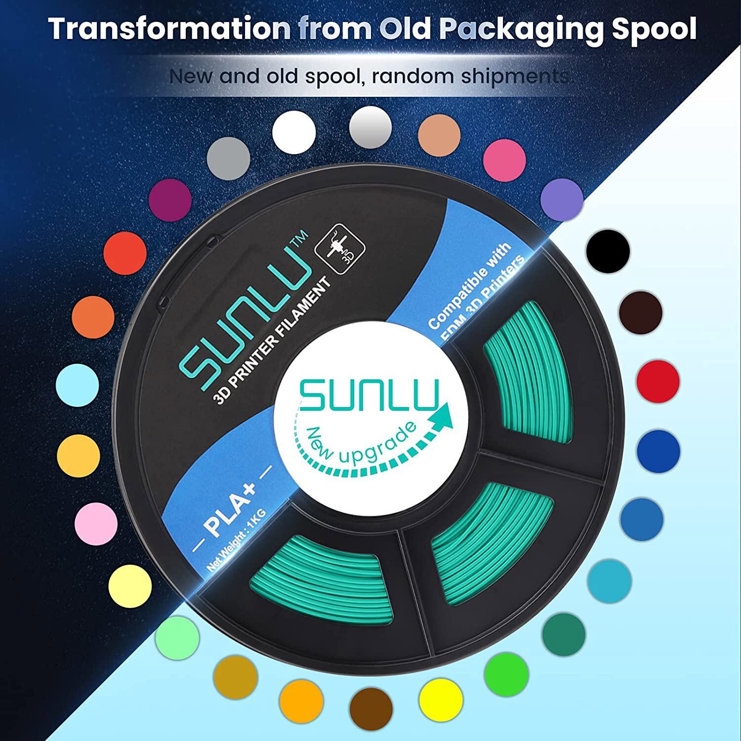 SUNLU 10x 1KG PLA+ 3D Printer Filament 1.75mm PLA Plus 10KG For FDM 3D Printers