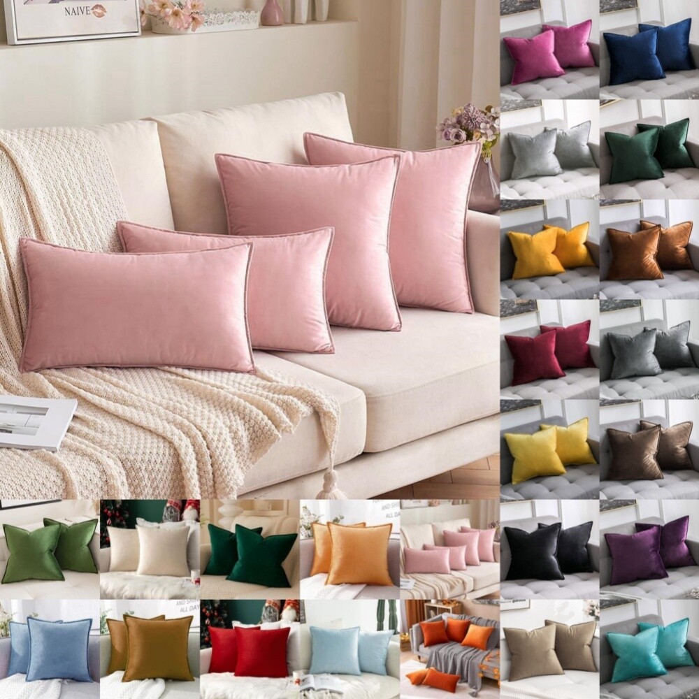 US 16" 18" 20" 24" Velvet Cushion Cover Throw Pillow Case Home Sofa Bed Decor