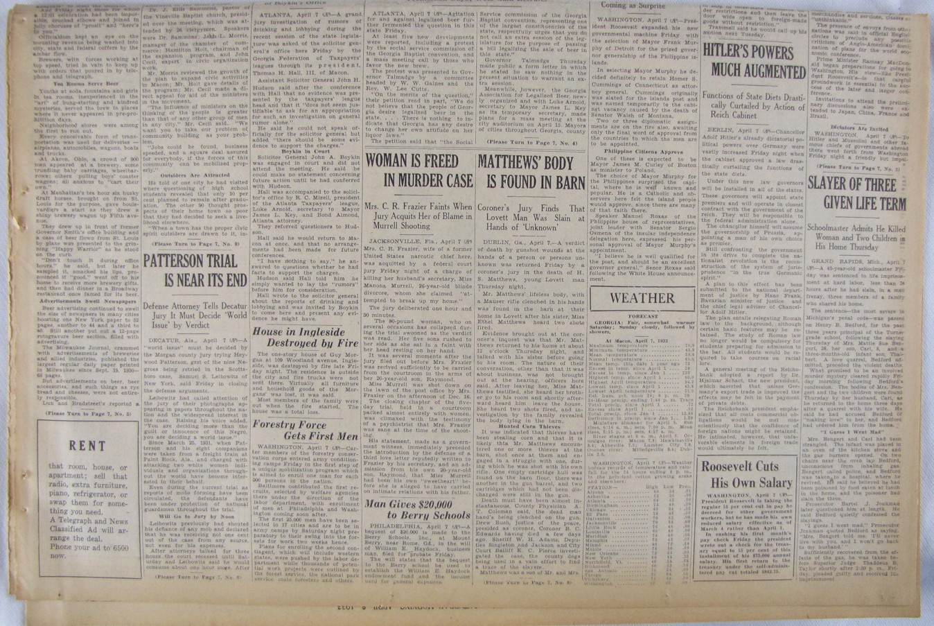 Vintage 1933 USS Akron Airship Crash Survivors Newspaper