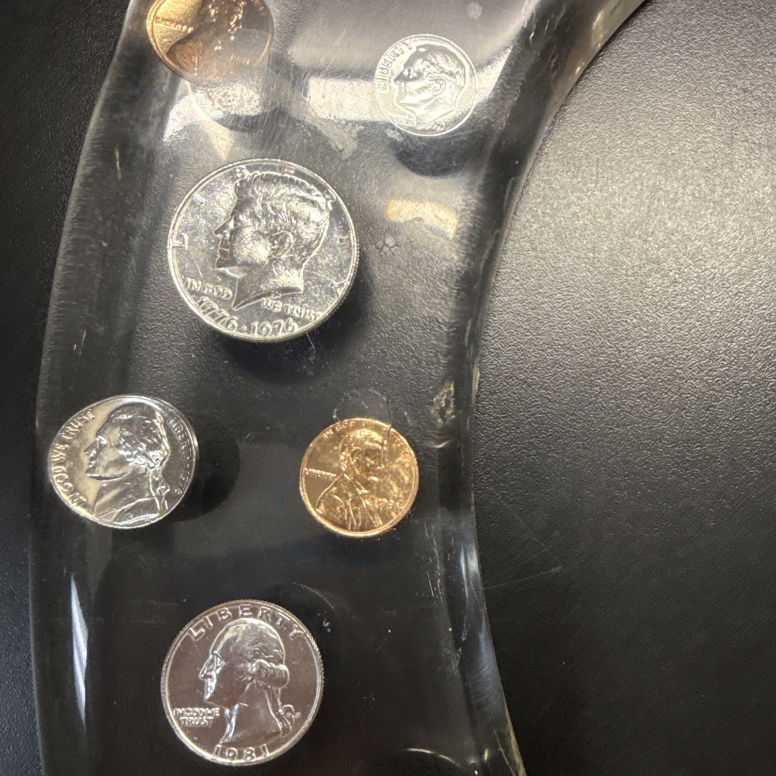 Lucite Las Vegas Toilet Seat Watch Gears U.S. Coins 1965-1981 Time Is Money