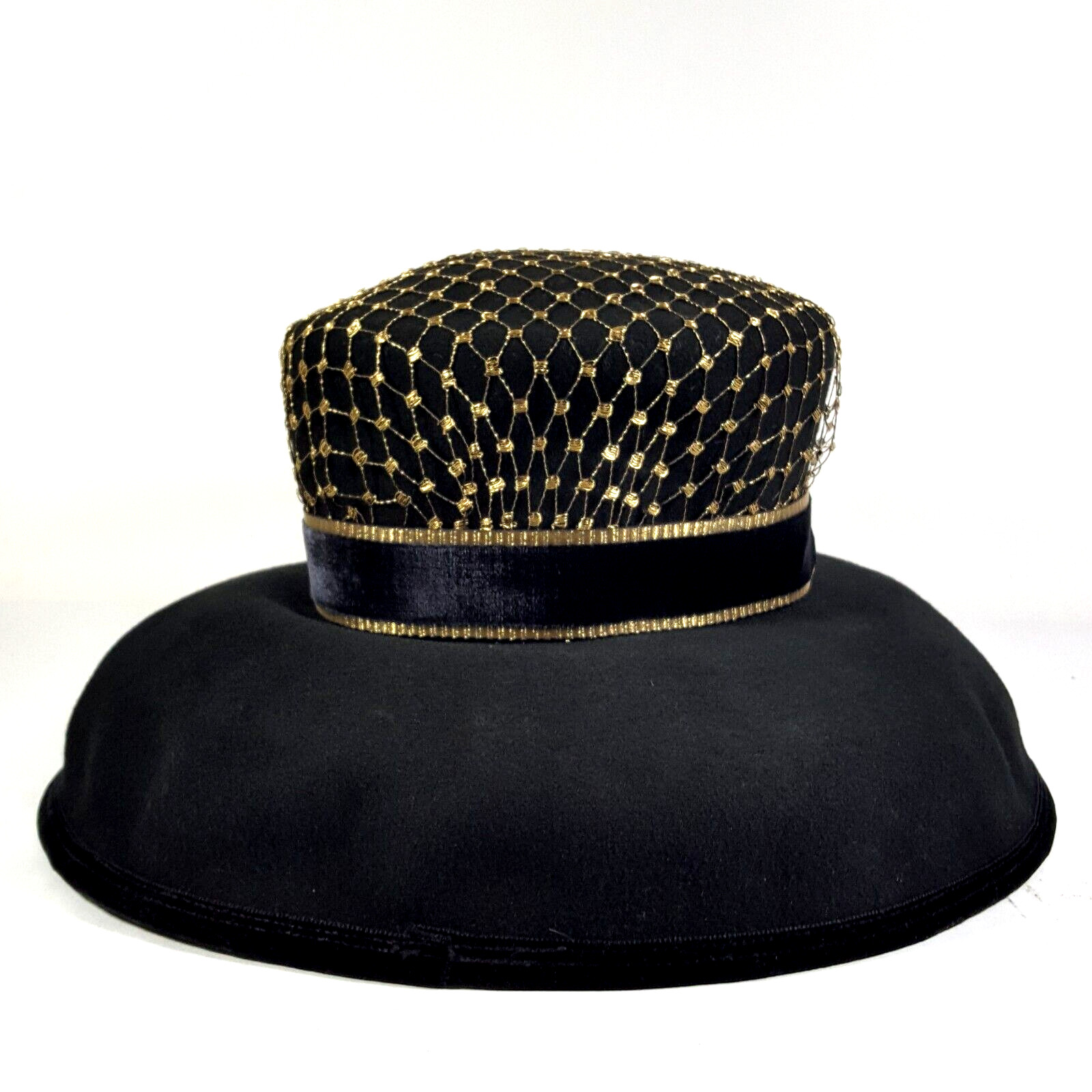 Vintage Bollman Women's Hat Bucket Irish Country Black Wool Felt