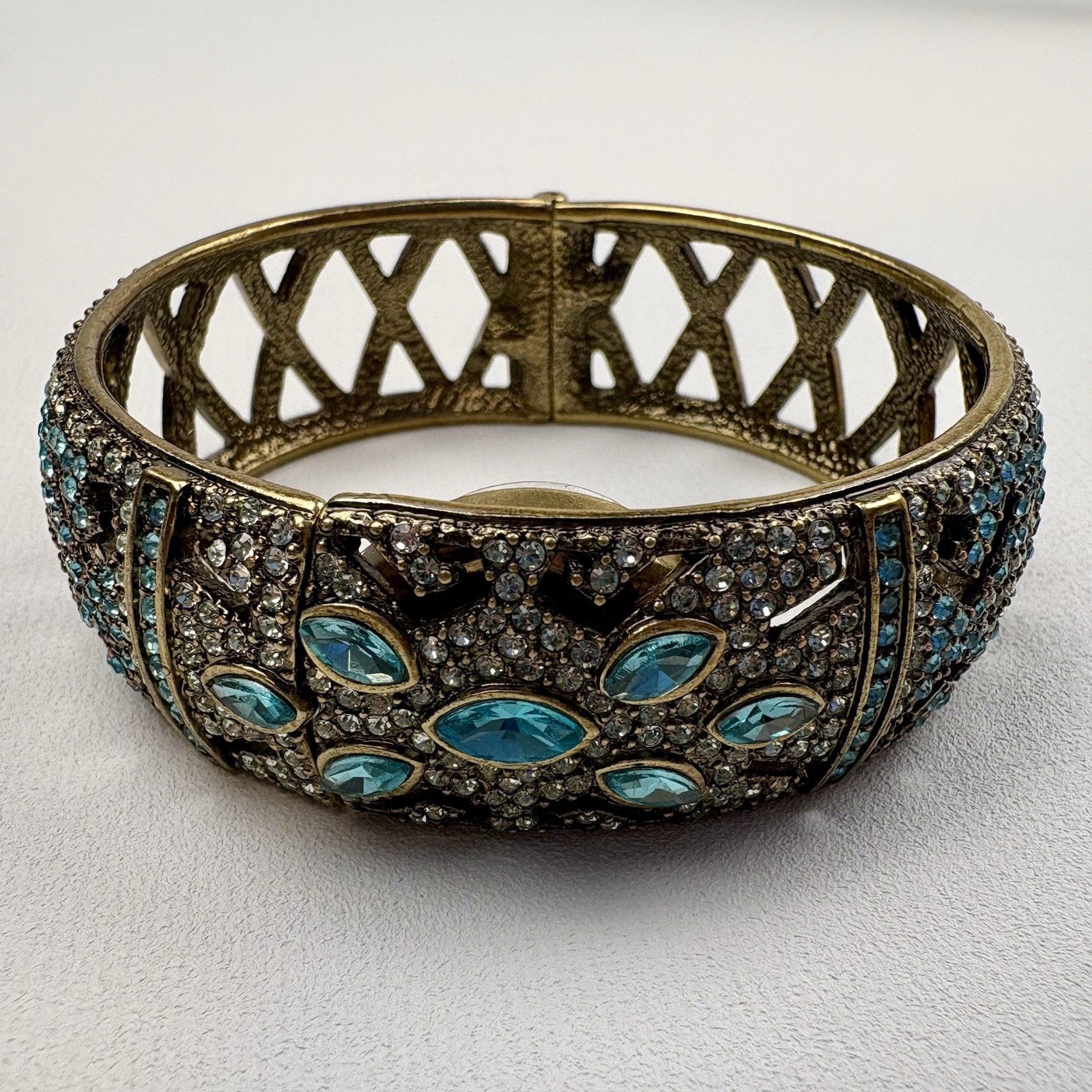 Vintage Heidi Daus Hidden Watch Swarovski Hinged Bangle Bracelet B10258