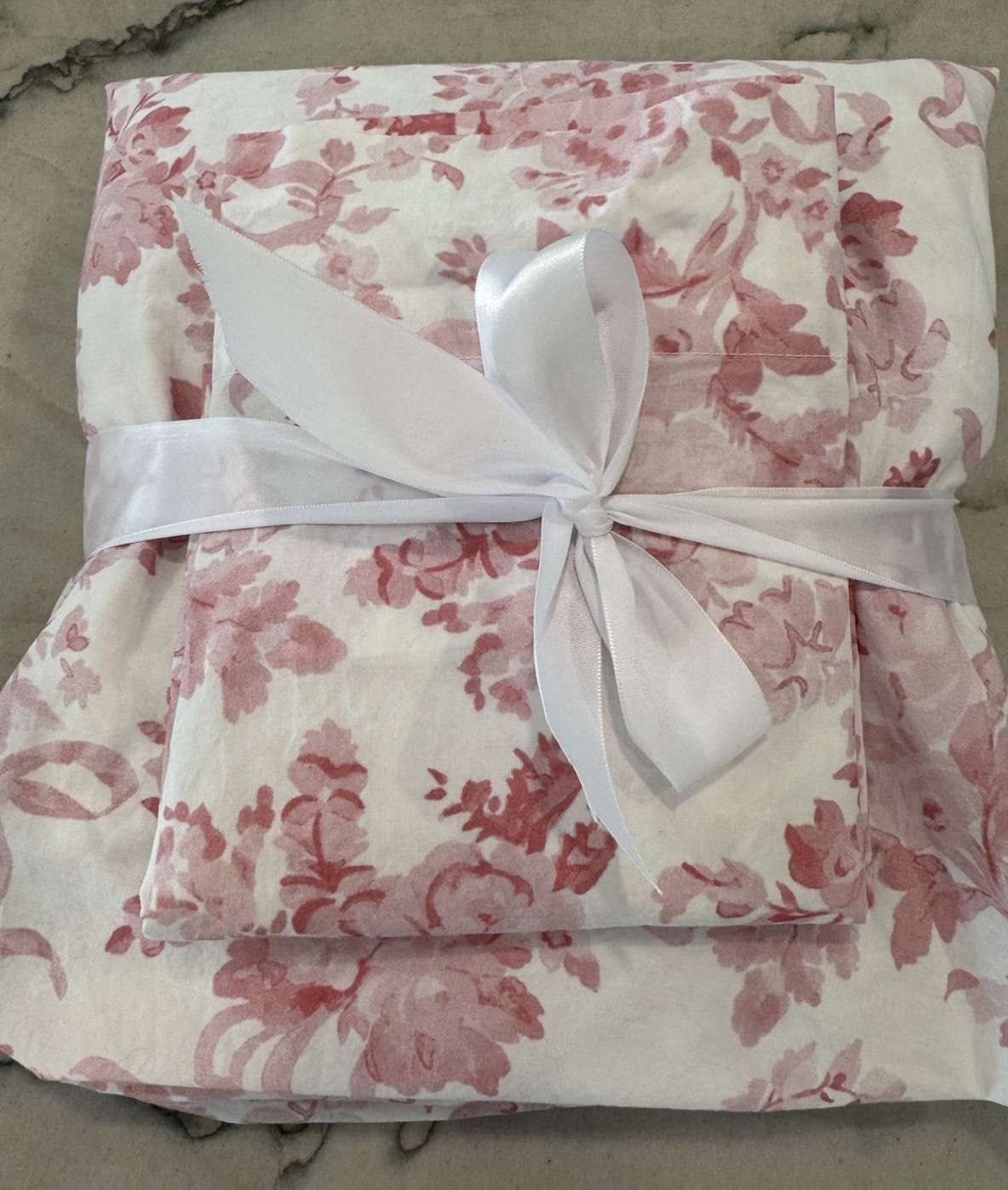 Pottery Barn Teen LoveShackFancy Pink Damask Fitted Sheet Only Pillowcase Twin