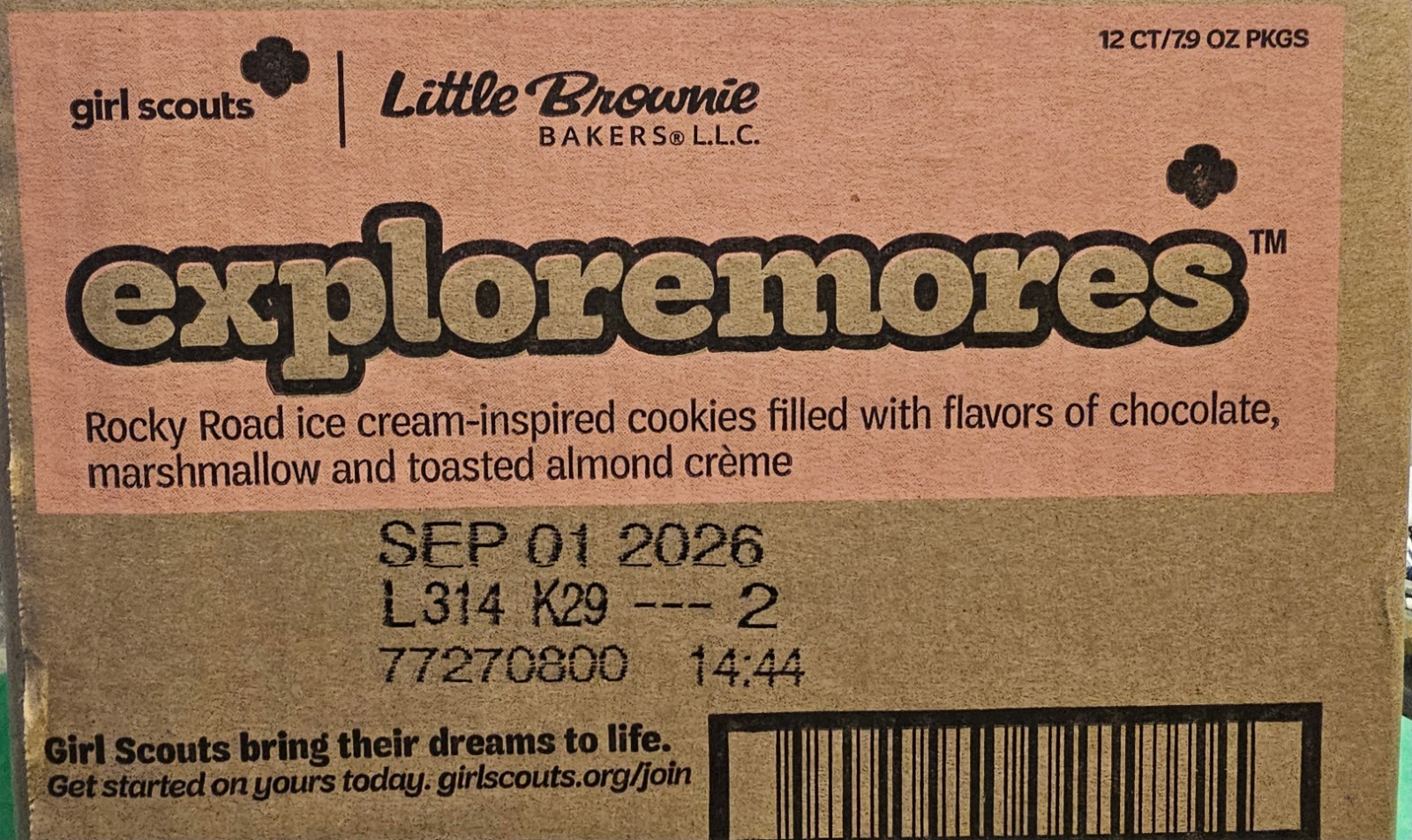 GIRL SCOUT COOKIES EXPLOREMORES SEALED CASE OF 12 BOXES 7.9 OZ PER BOX