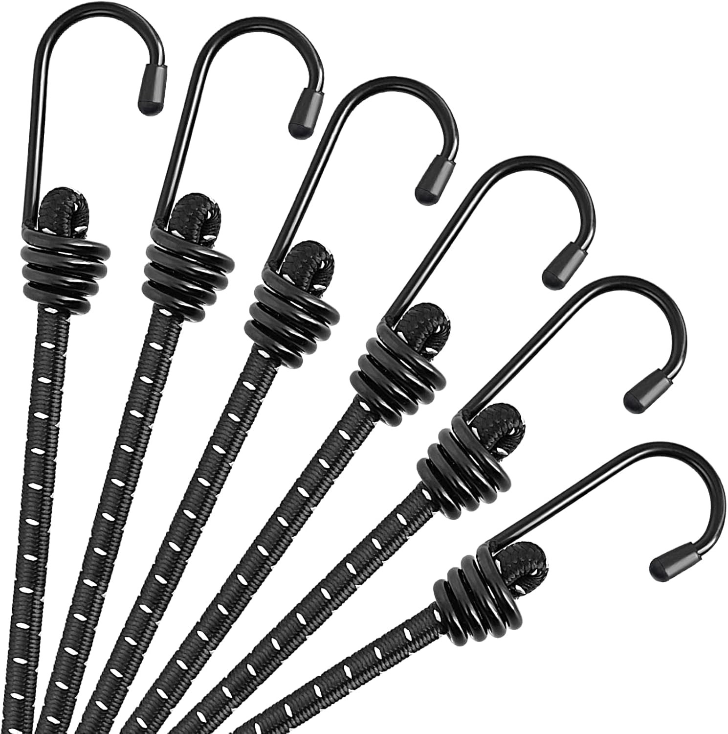 Bungee Cords with Hooks 12 Inch - Black Bungee Cords Heavy Duty Outdoor - Assort