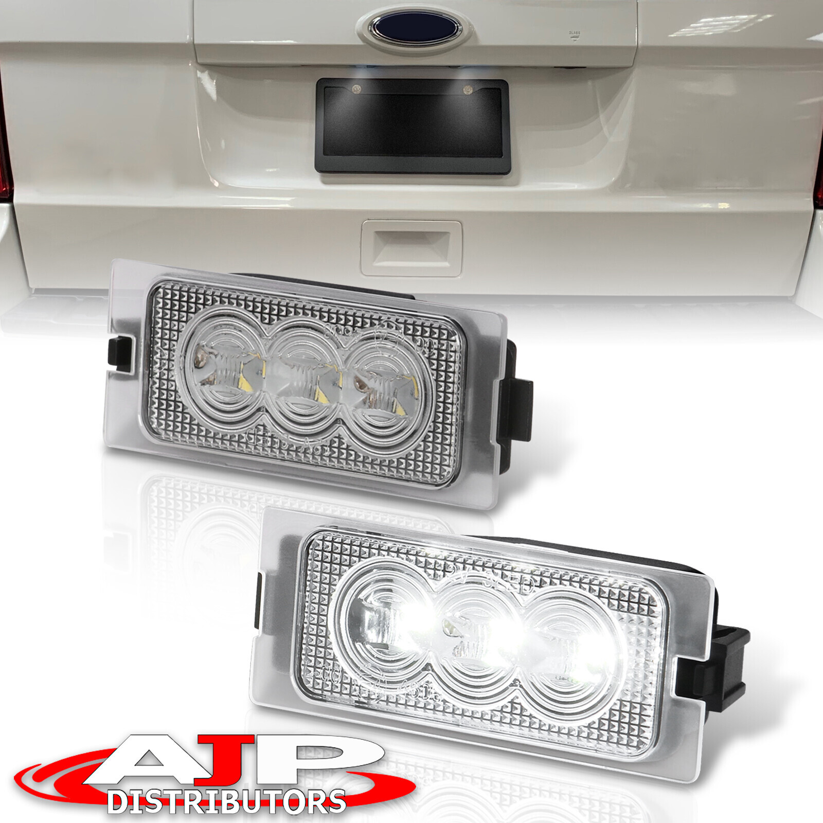 White LED License Plate Lights Housing Tag Lamps For 2007-2014 Ford Edge Escape