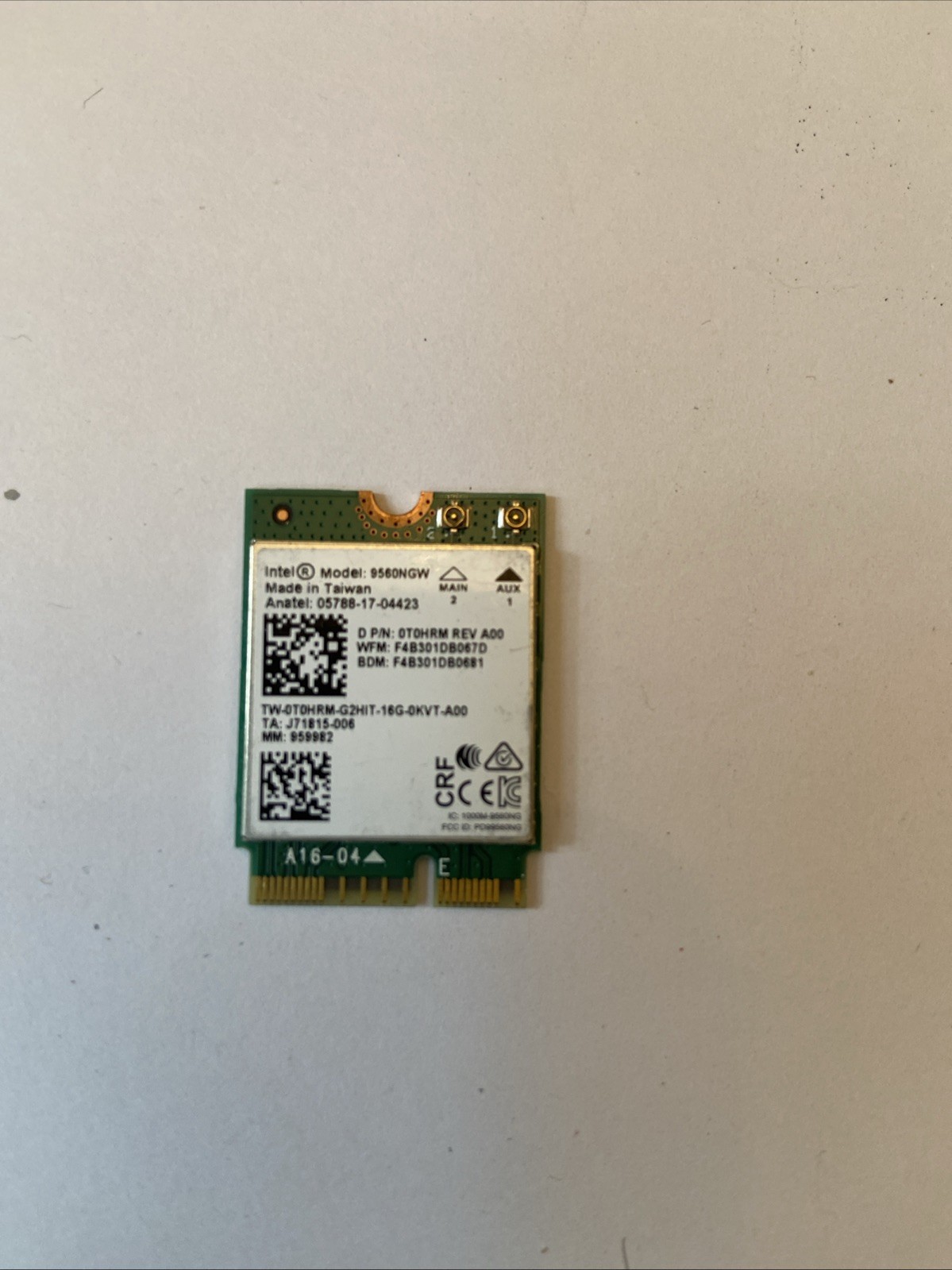 Dell Intel Wireles 9560 DualBand 9560NGW WiFi 802.11ac BT 5.0 M.2 T0HRM W2