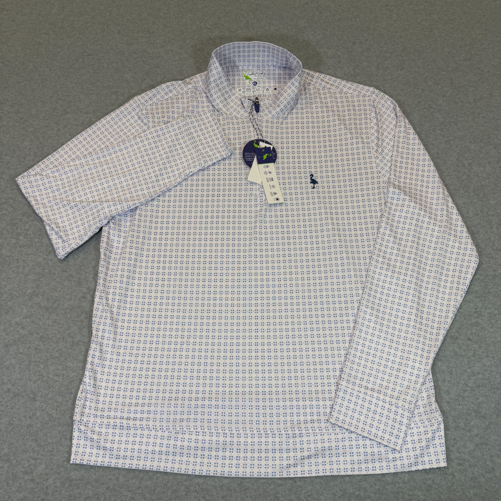 TailorByrd Performance 1/4 Zip Pullover Men's XL White Geo Print Active/Golf NWT