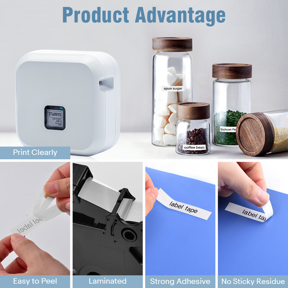 TZ TZe-221 231 241 251 6-36mm Black on White Label Tape Fit For Brother P-Touch