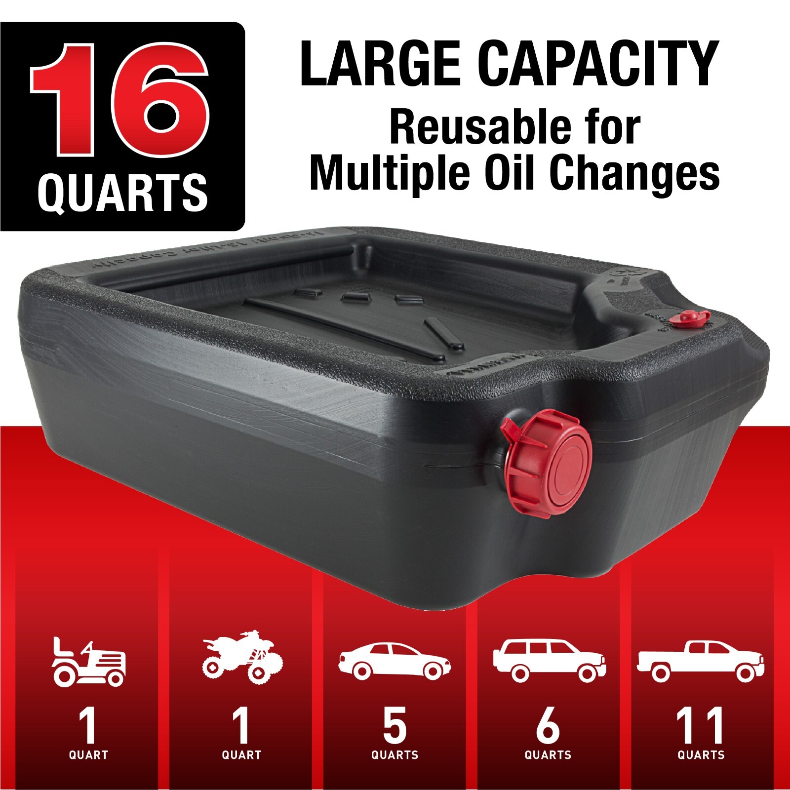 Oil Change Drain Container 16 Quart Large Pan leak-proof High Capacity Car Auto