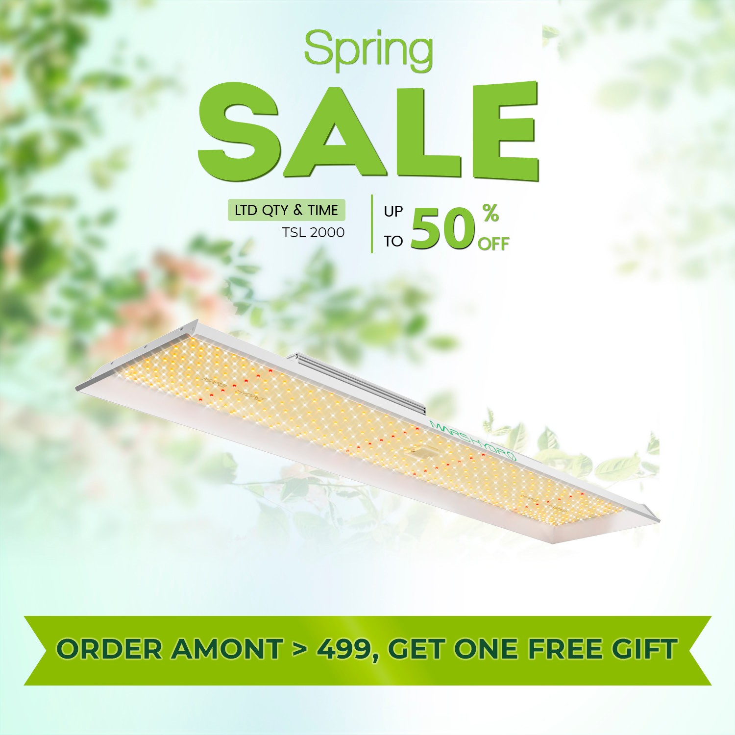 2026 Mars Hydro TSL 2000 300W Dimmable LED Grow Light for Grow Tent,Smart APP