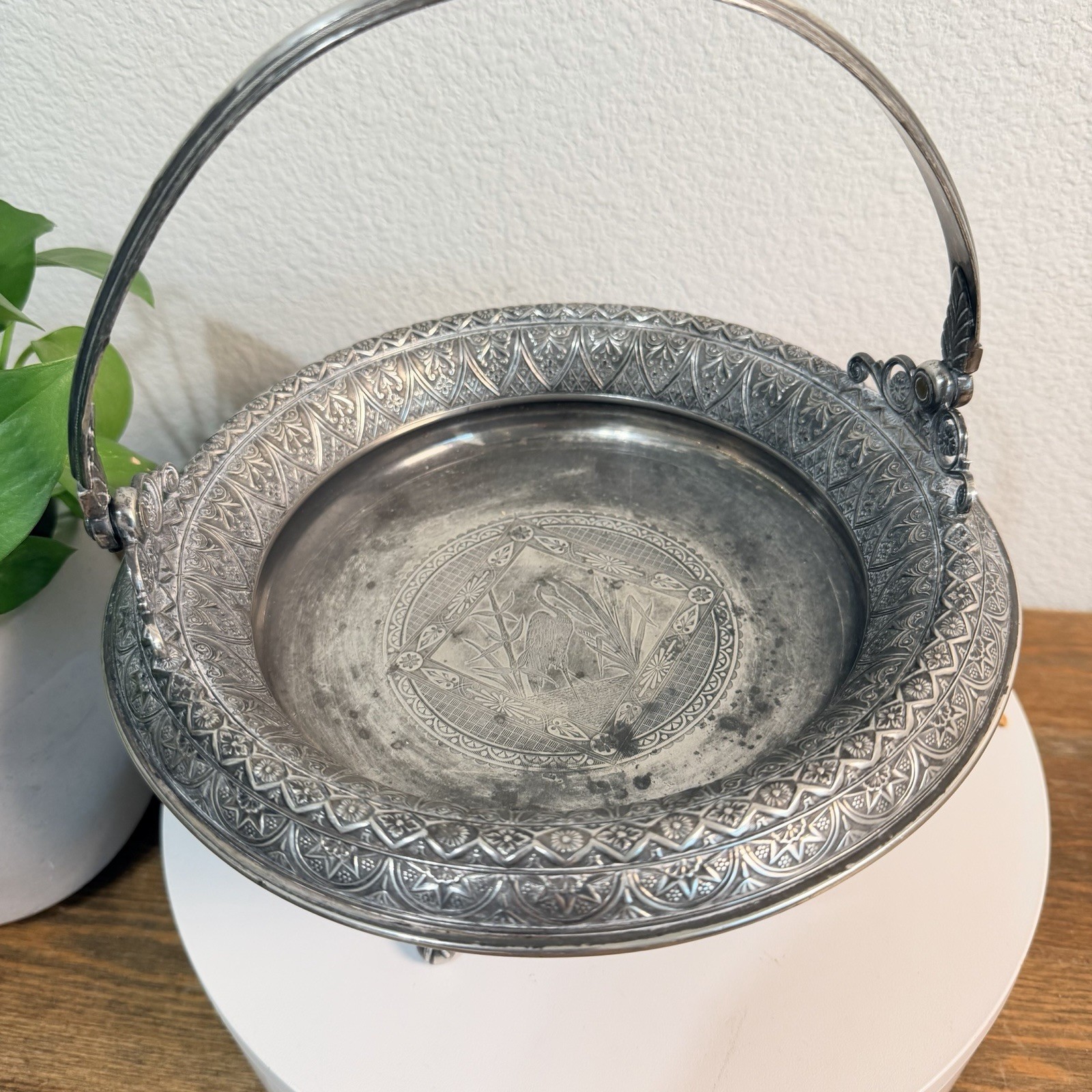 Derby Silver Co Quadruple Plated Footed Bowl with Handle Candy Dish