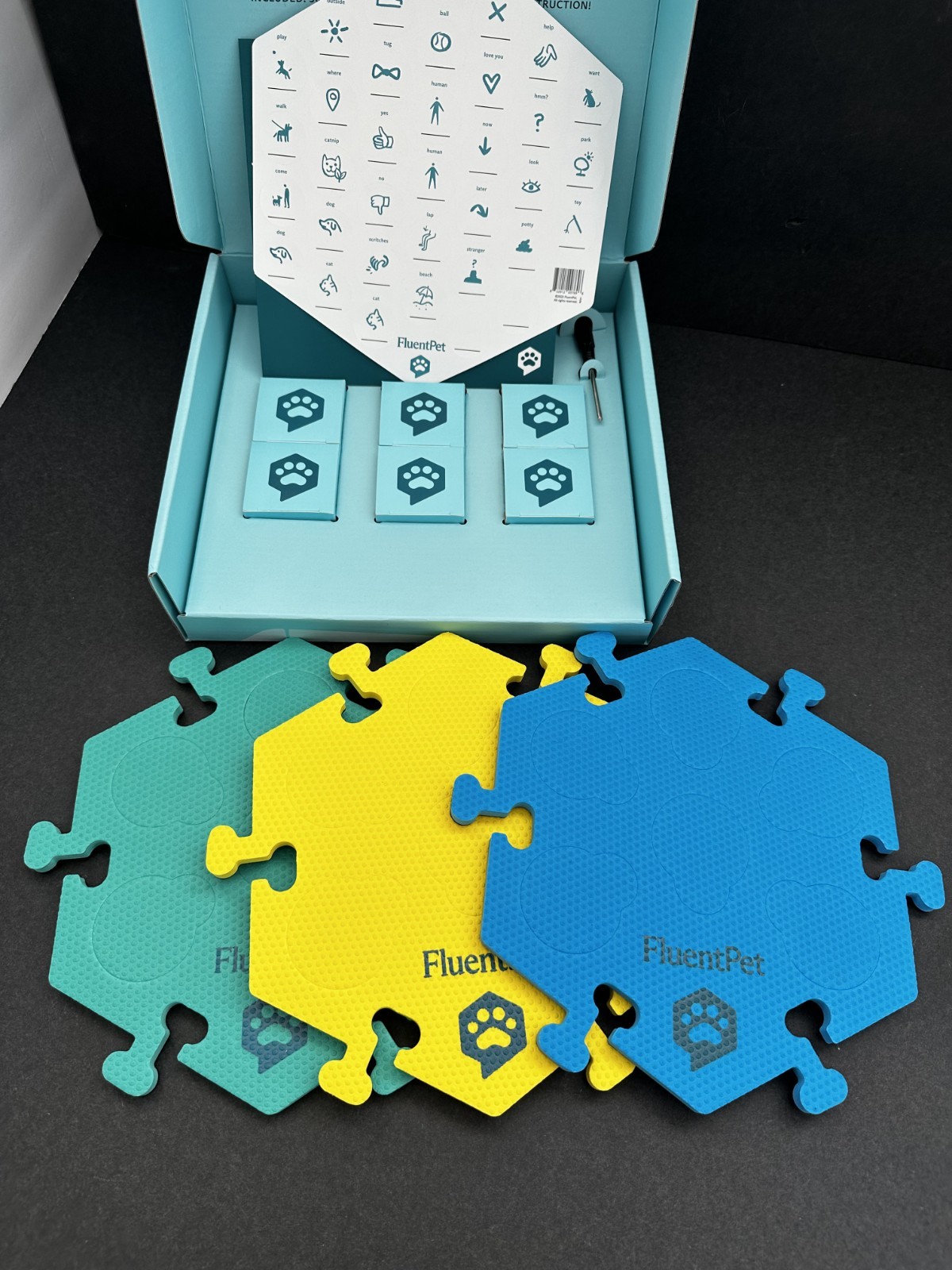 FluentPet Get Started Kit – 6 Buttons + 3 Tiles – Used in Excellent condition