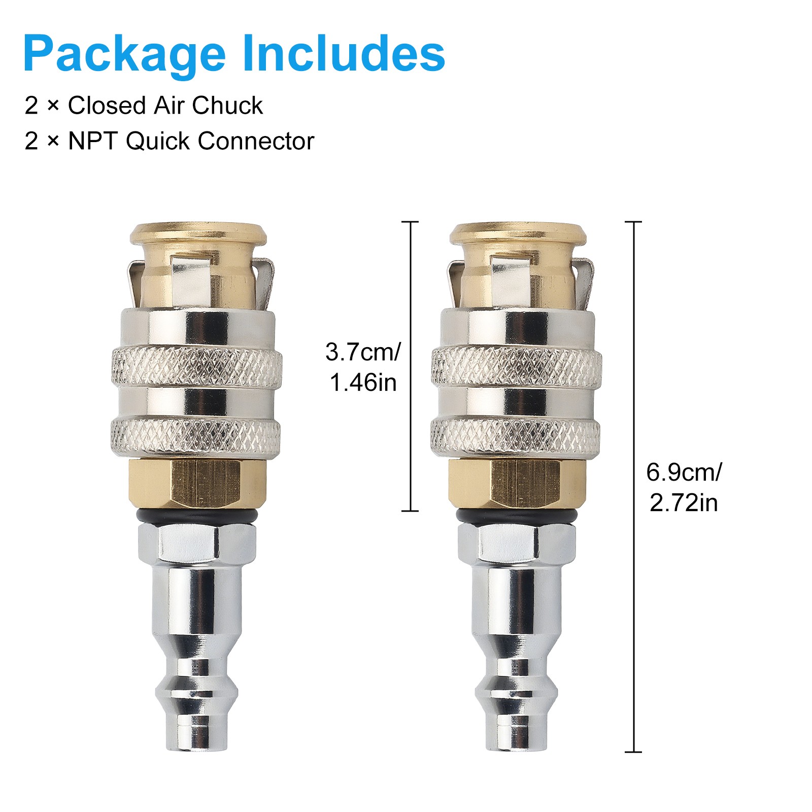 250PSI Brass Lock-on Air Chuck with Tire Inflator Valve Quick Connect 1/4" FNPT