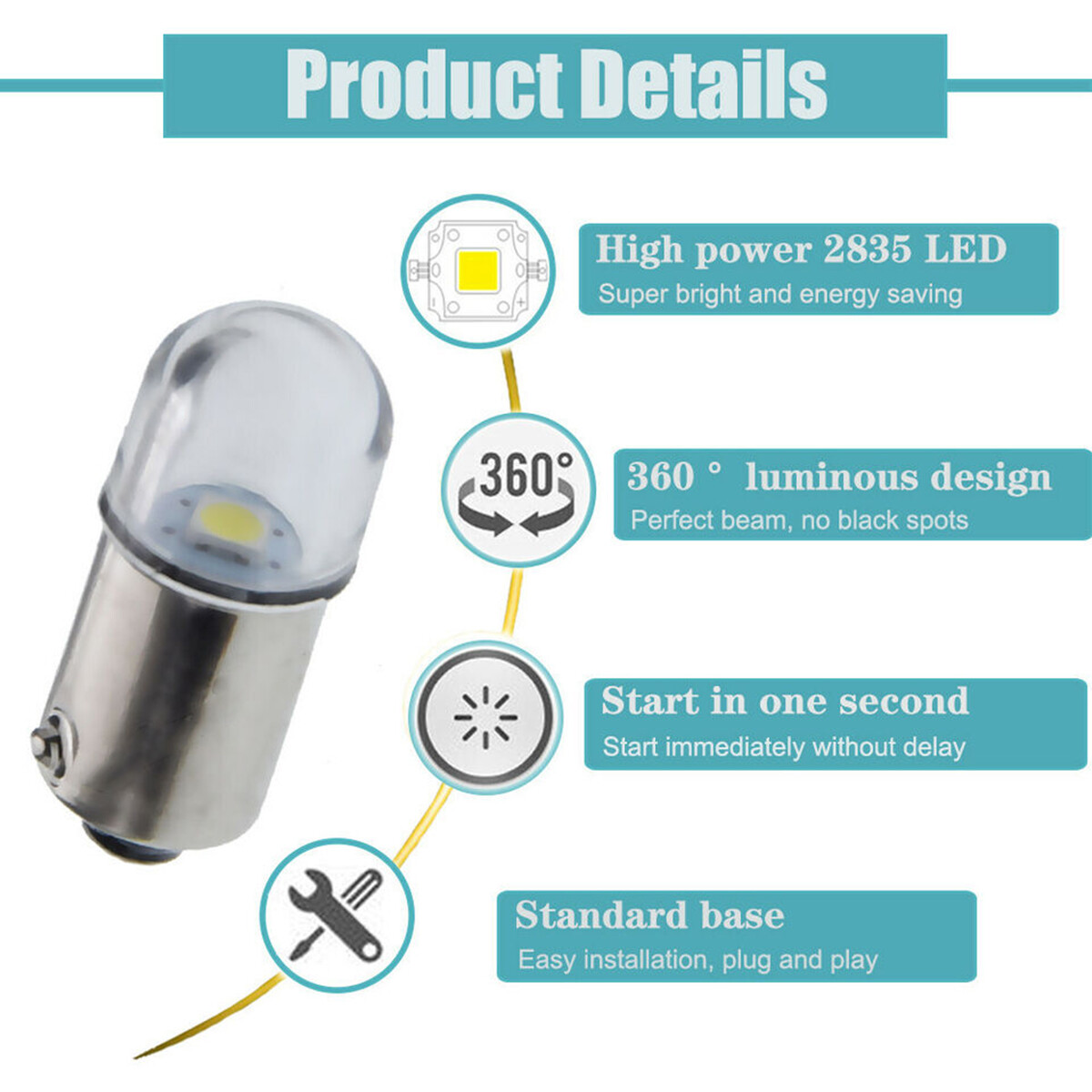 10X 1445 Cool White Light LED Bulbs 18V Bayonet Base Bulb for Lionel Trains