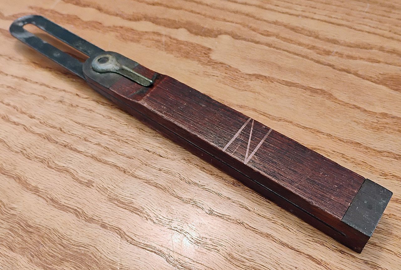 Antique Rosewood & Brass Bevel Gauge Marked "chipAway" Overall Length 16.3" READ