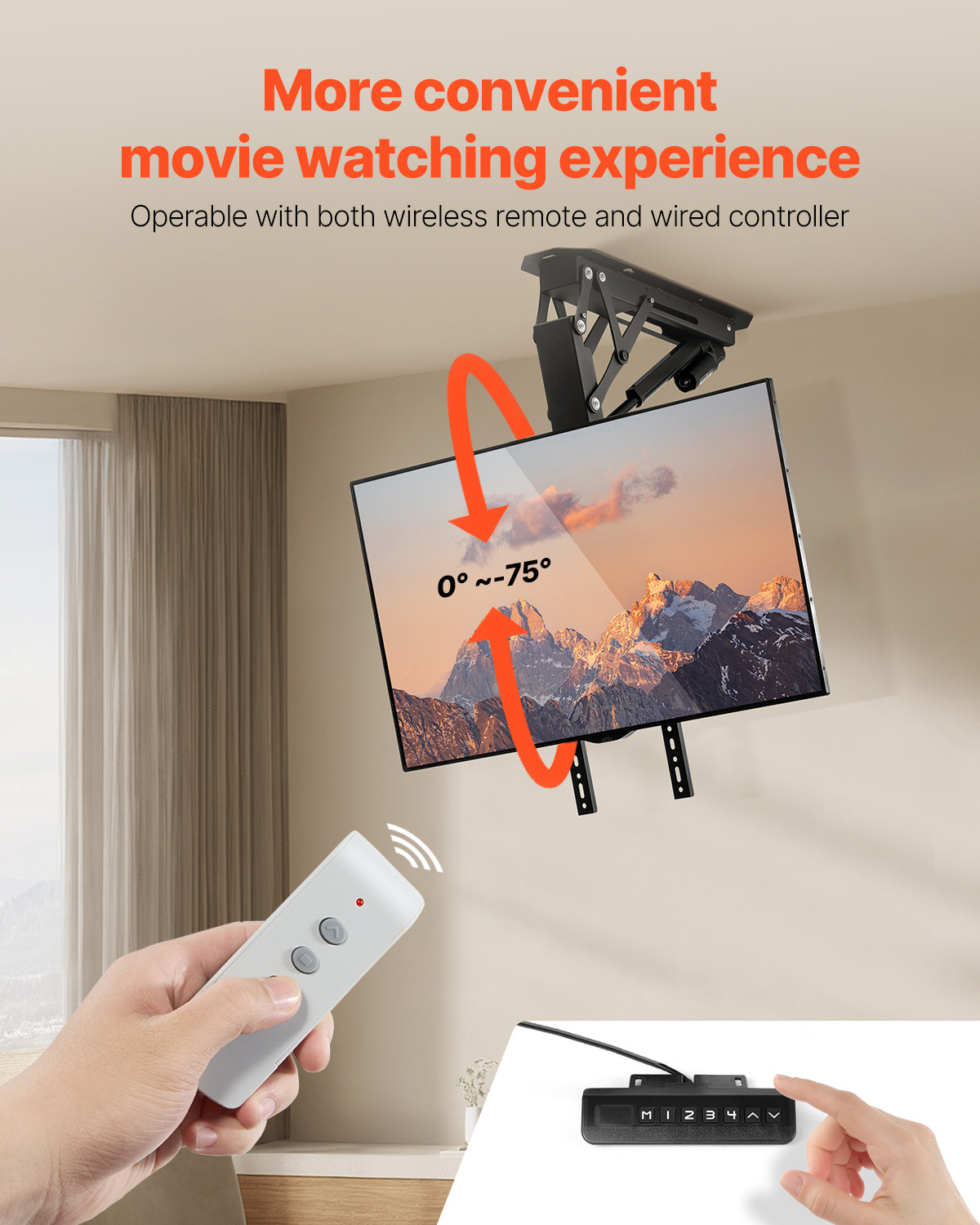 Motorized Ceiling TV Mount Electric Flip Down TV Mount for 32-65 in Screen