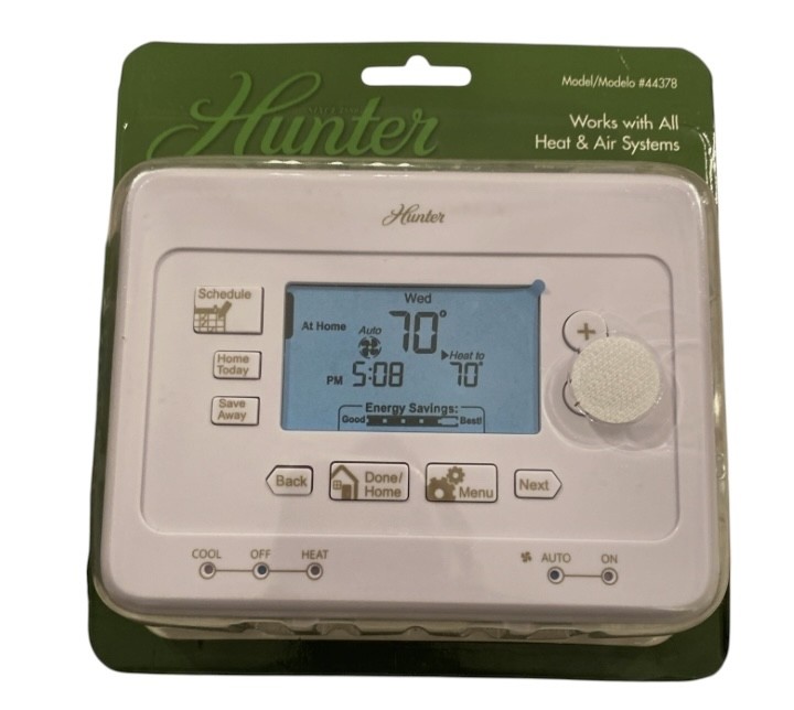 Hunter Home Comfort 44378 Digital 7 Day Programmable Thermostat White ProgramNEW