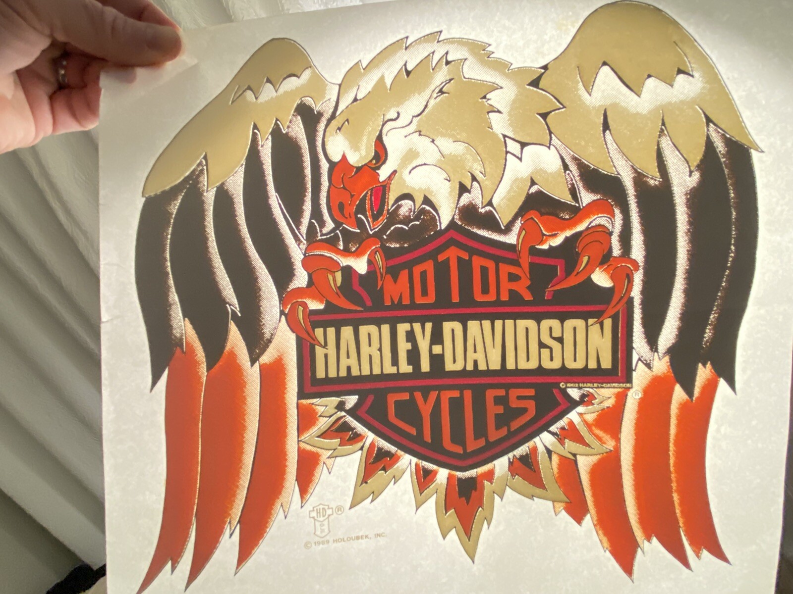 Harley Davidson Motorcycles USA Eagle Shield Logo Vintage Iron On Transfer Rare