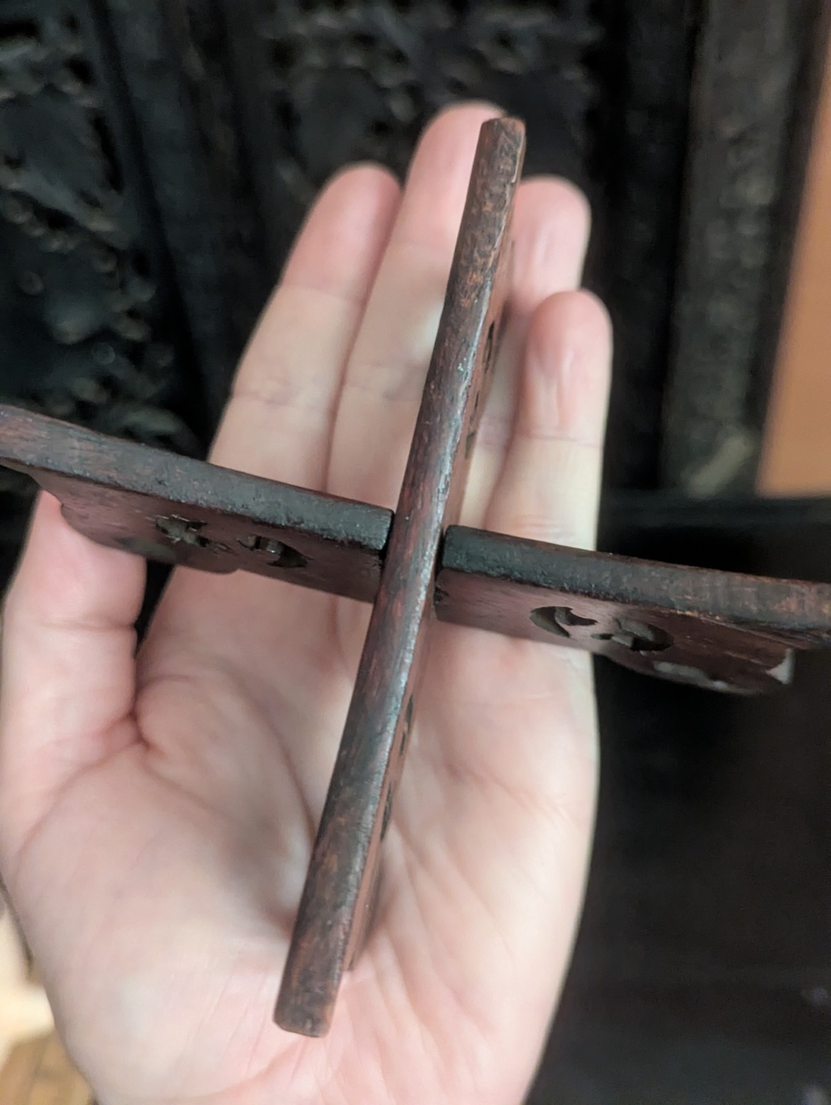 Vintage Chinese Carved Wooden Display Stand Vase Art Base Used