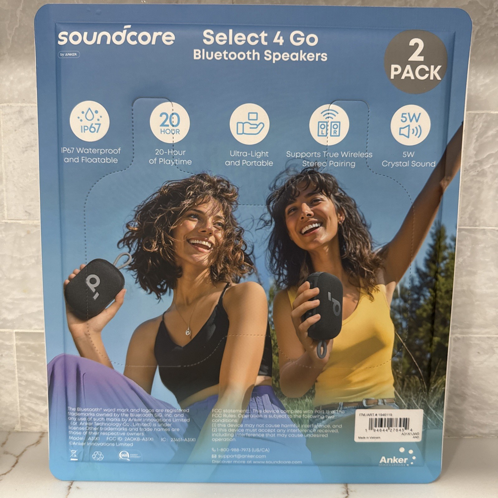 Soundcore Select 4 Go Bluetooth Speaker by Anker (2-pack Bundle) -Brand New-