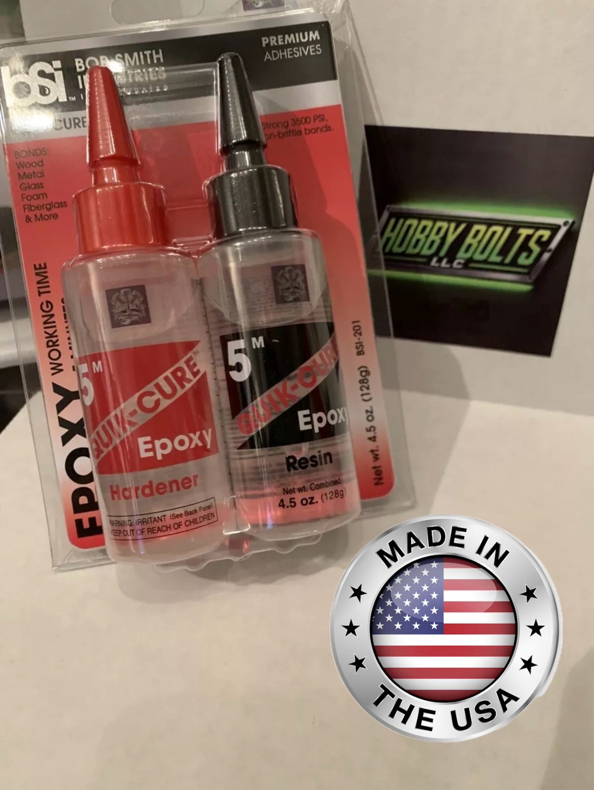 Bob Smith Industries, Quick-Cure 5 Minute 2 Part Epoxy. 4.5oz. Hobby Bolts, BSI