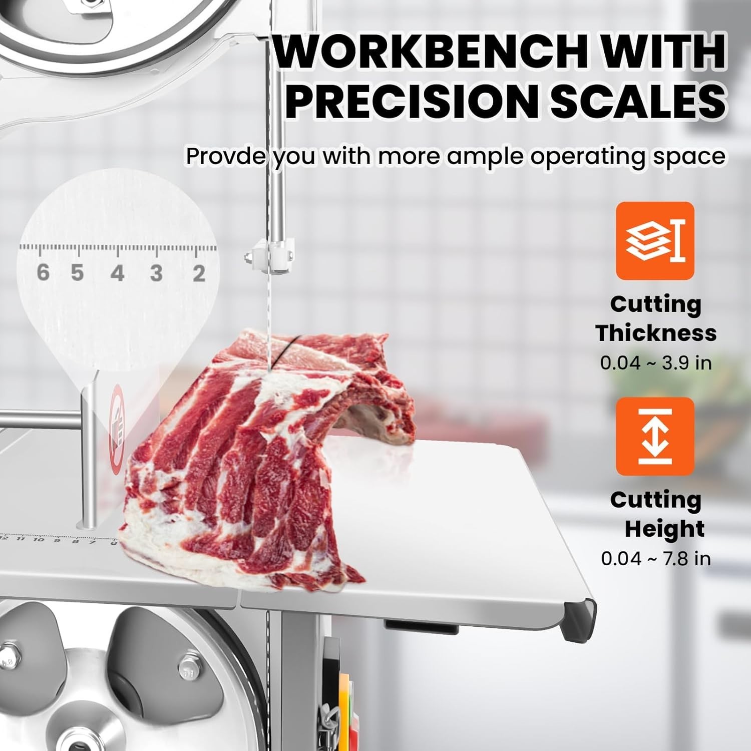 1000W Electric Bone & Meat Bandsaw Machine Frozen Meat Cutter w/ 8 Saw Blades