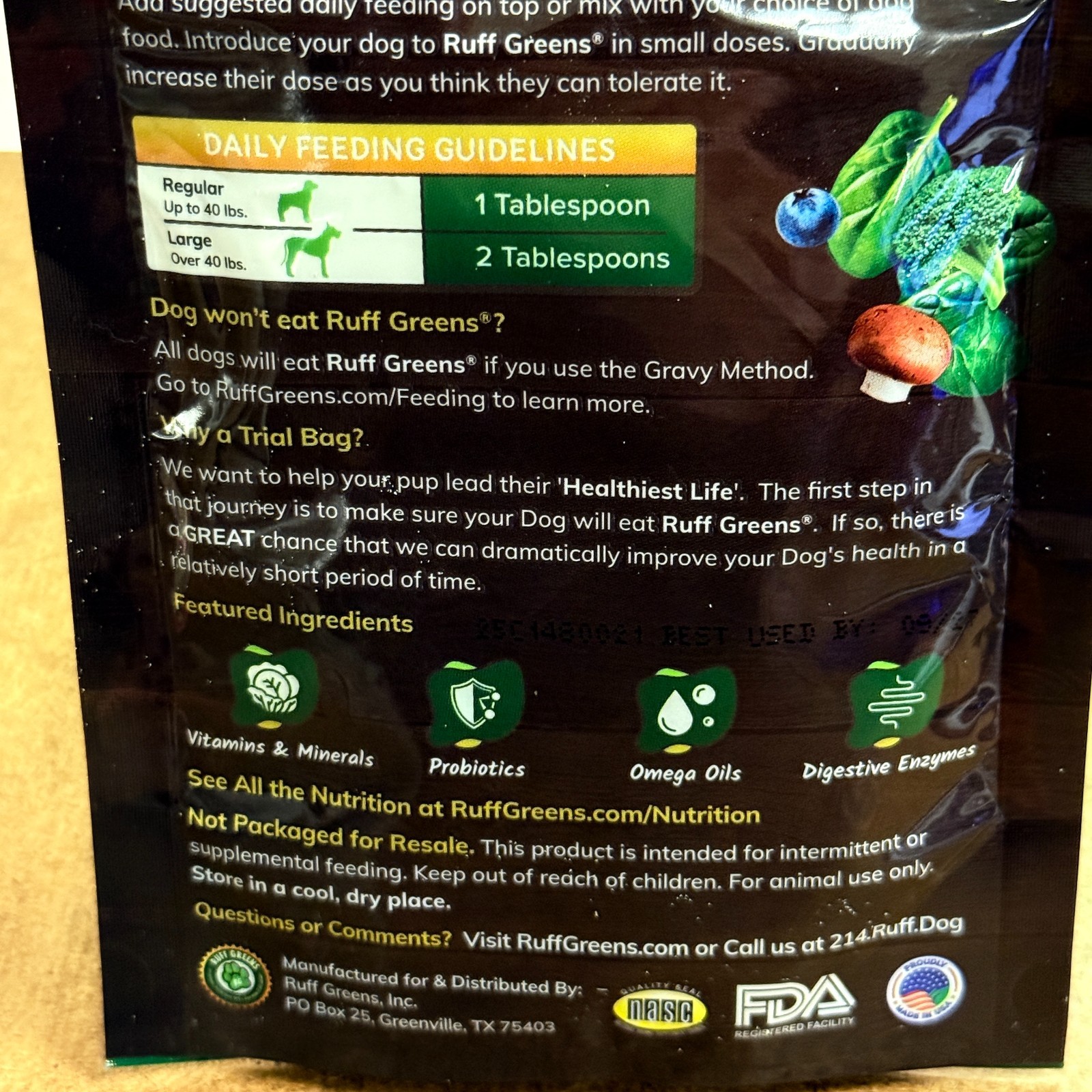 Ruff Greens VitaSmart - Dog Food Topper & Joint Supplement - 2.47oz