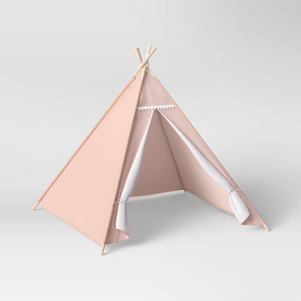 Pillowfort Pom Pom Kids' Camping Tent Teepee Play Pine Frame Ages 3+