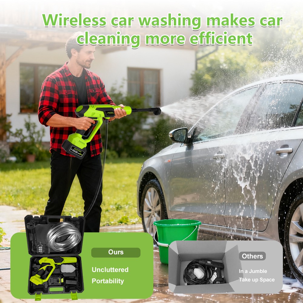 Cordless High Pressure Car Washer Portable Wash Cleaner Machine Water Gun 21V