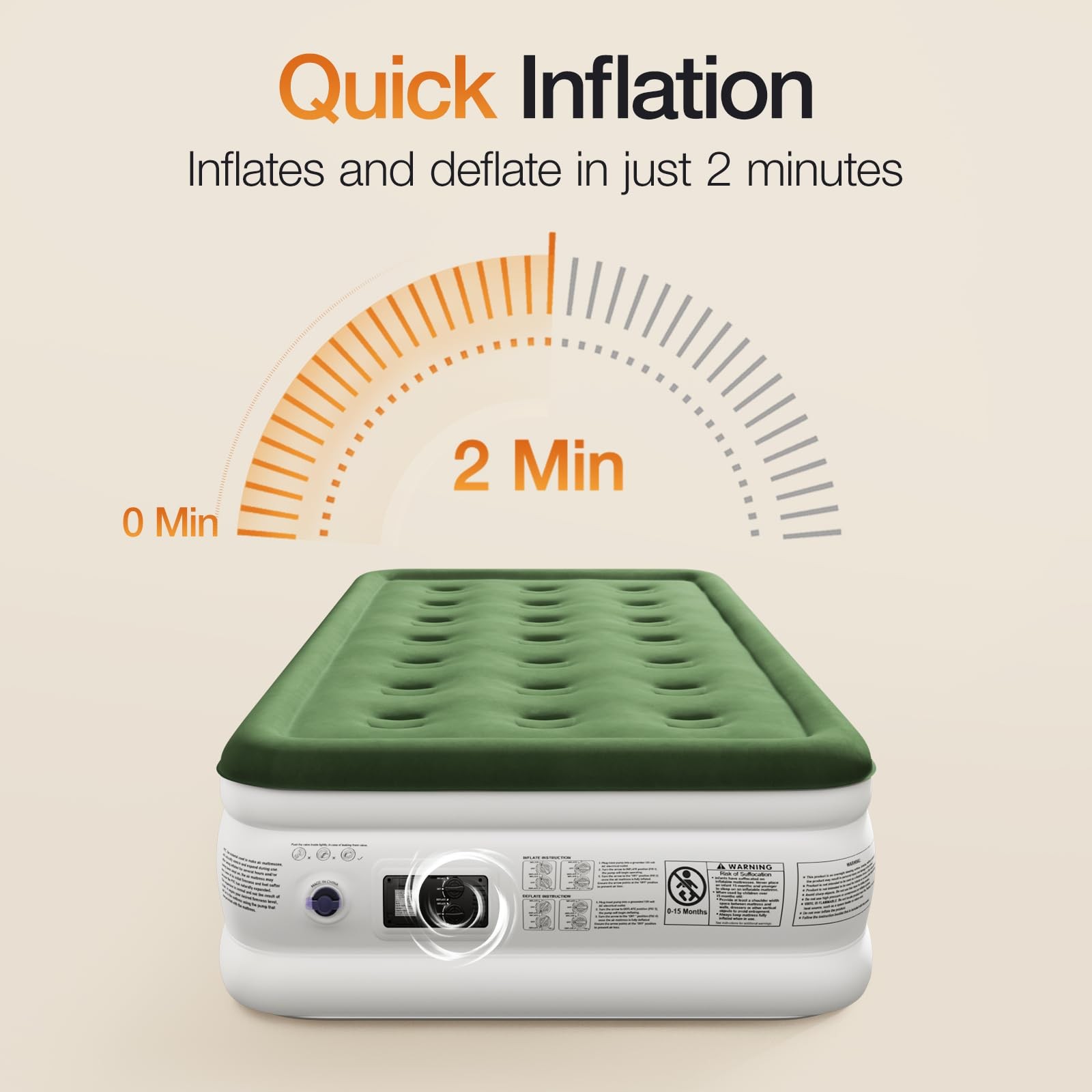 Twin Air Mattress with Built Pump 16" Durable Blow Up Mattress Airbed Comfort...