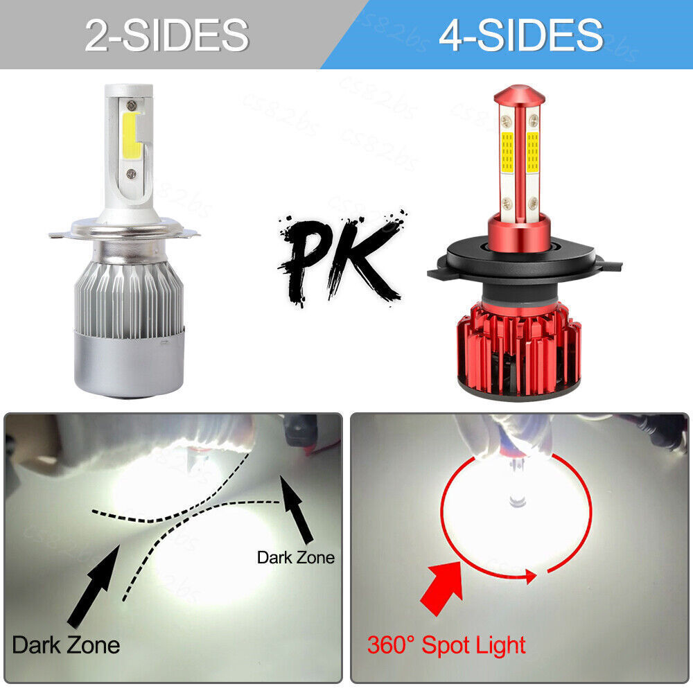 9003 H4 LED Headlight Bulbs Kit 10000W 1000000LM Hi/Lo Beam Super Bright White