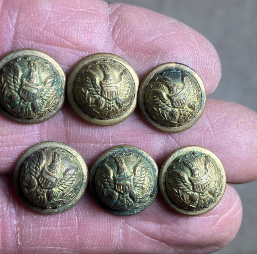 Set of 8 original non-dug Staff uniform buttons-Waterbury Button Co.
