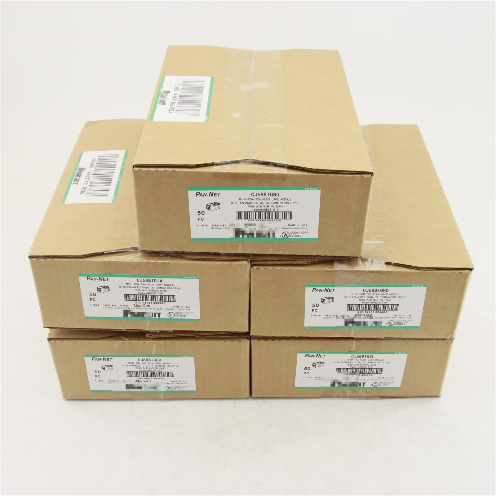 50PCS Panduit Giga TX Cat6 Network jack CJ688TGYL CJ688TGIW CJ688TGGR CJ688TGRD