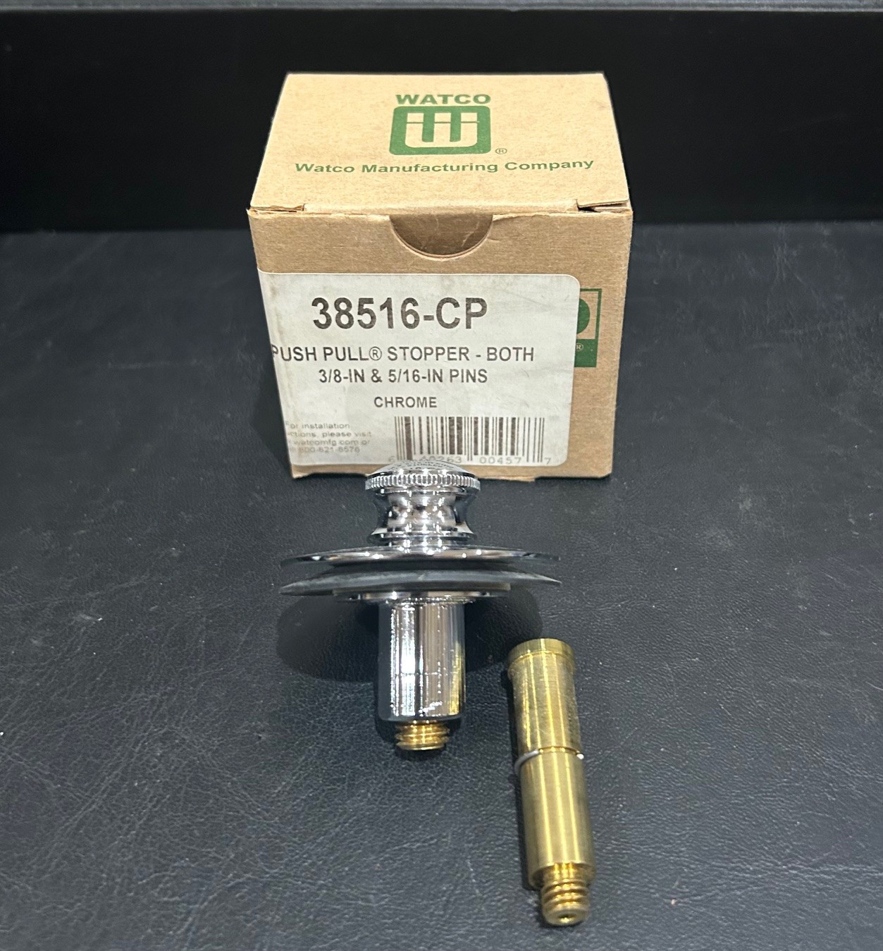 Watco 38516-CP Push Pull Replacement Stopper with 5/16" & 3/8" Pins, Chrome