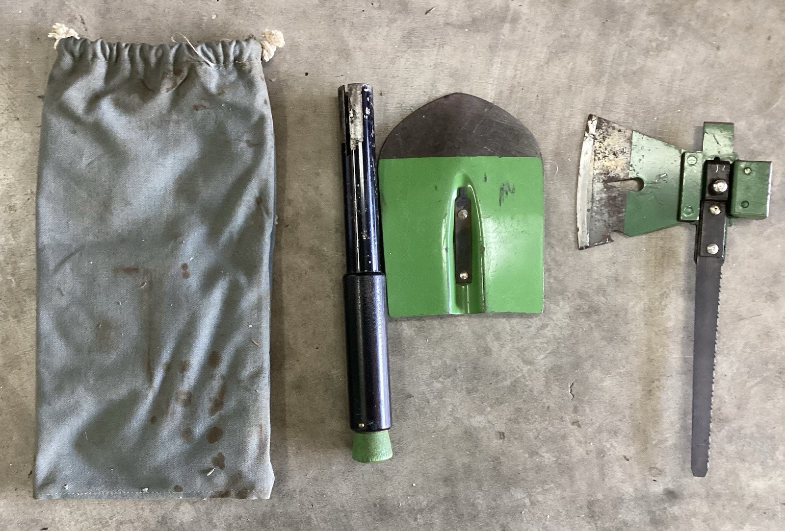 Vietnam War SRU-18/P Survival Axe Shovel Saw Combo Tool, ALSE SERE Bailout Gear