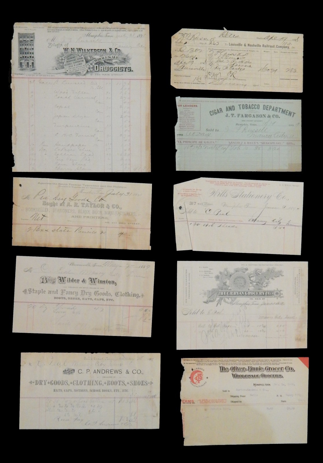 (22) c 1890 ADVERTISING EPHEMERA DOCUMENTS BUSINESS LETTER TENNESSEE
