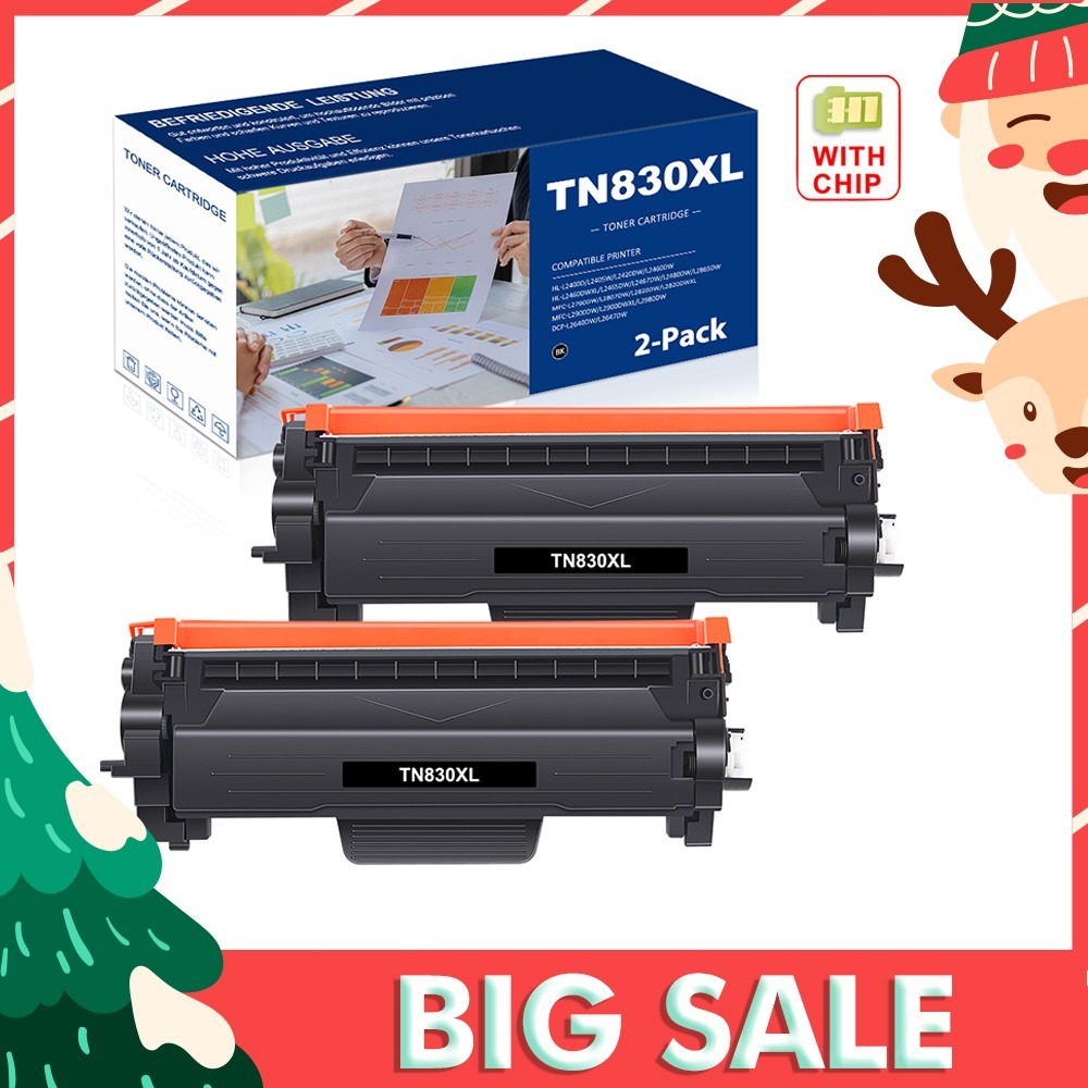 2PK TN830XL Toner For Brother TN830 XL DCP-L2640DW HL-L2405W L2465DW MFC-L2820DW