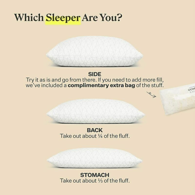 Coop Home Goods Premium Adjustable Loft Pillow Cross Cut Memory Foam Fill Queen