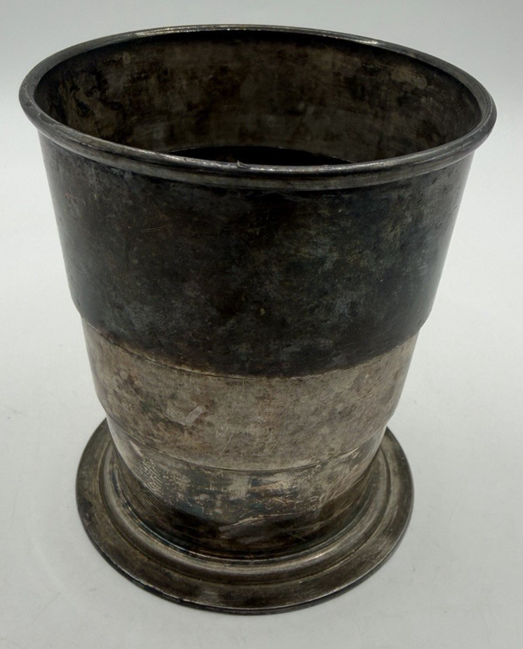 Antique Silverplate Collapsible Cup Simpson Hall Miller Quadruple Plate - 3"