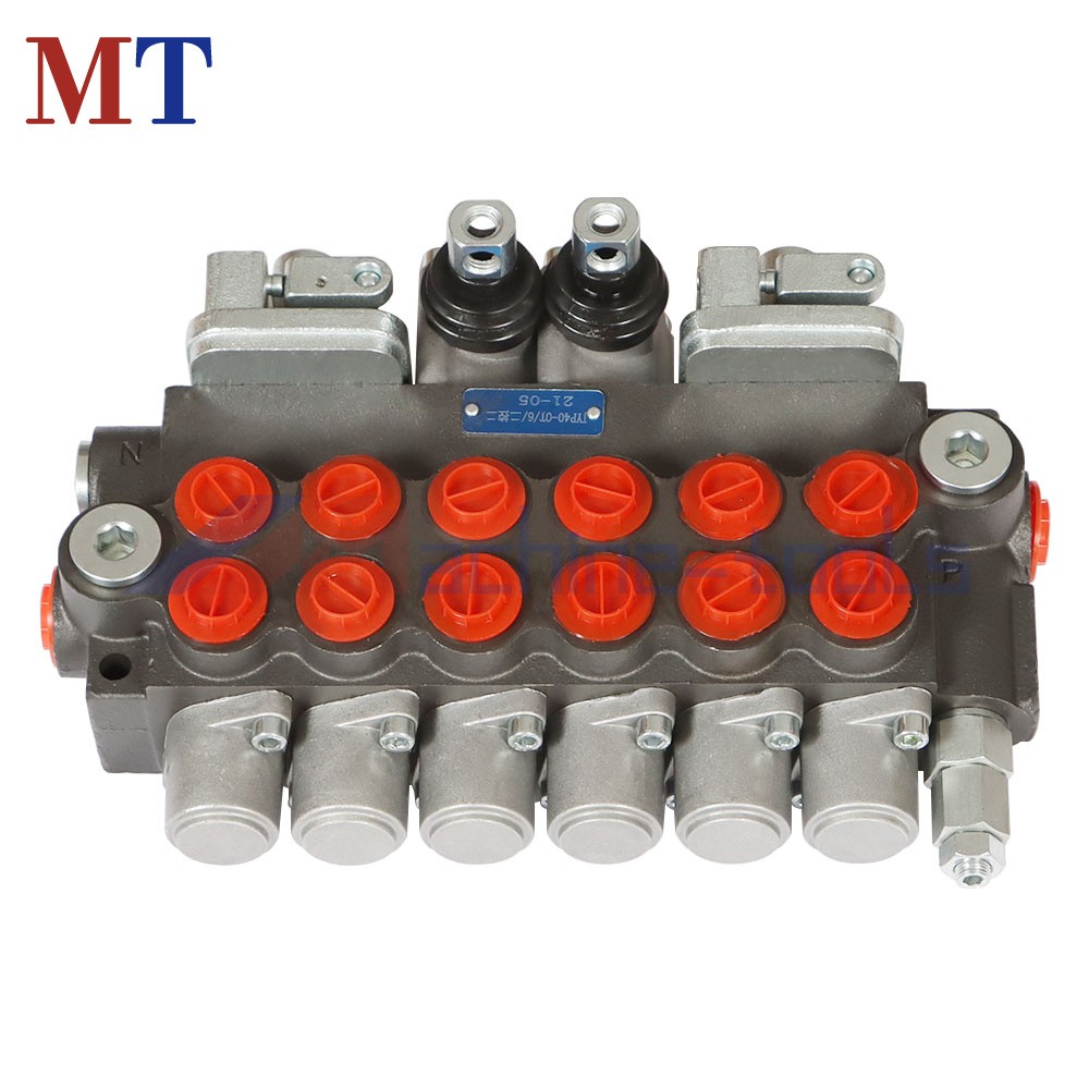 6 Spool Hydraulic Backhoe Directional Control Valve With 2 Joysticks 11GPM