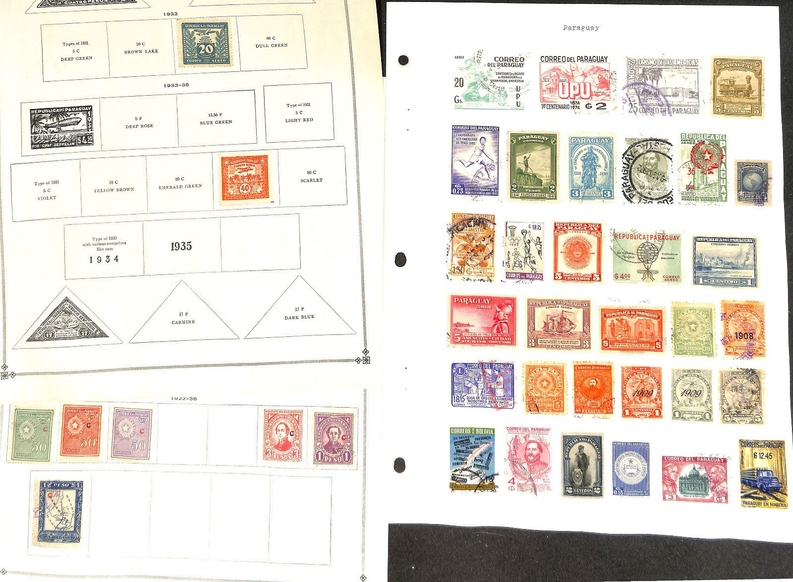 Paraguay Stamp Collection on 35 Scott International Pages, 1879-1959 (BF)