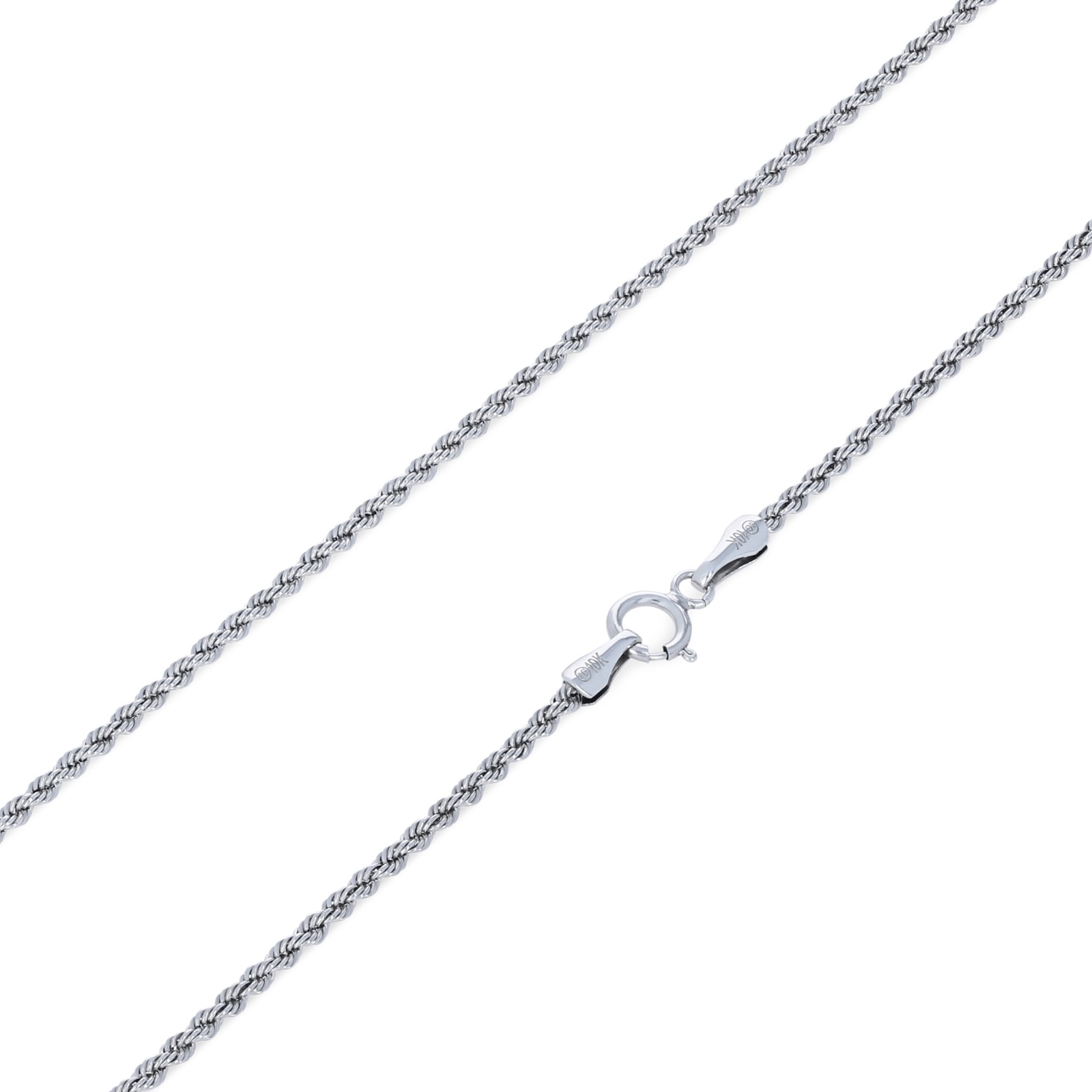 10K White Gold 1.5mm-7mm Diamond Cut Rope Chain Necklace Mens Womens 16"-30"