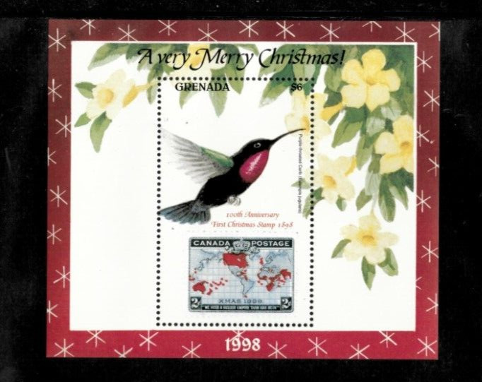 Grenada 1998 - Christmas Hummingbirds - Souvenir Stamp Sheet - Scott #2815 - MNH